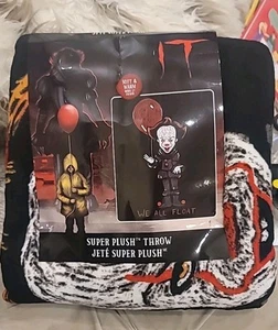 IT Pennywise We All Float Super Plush Throw Blanket Georgie 48”X60” Horror Nwt - Picture 1 of 13