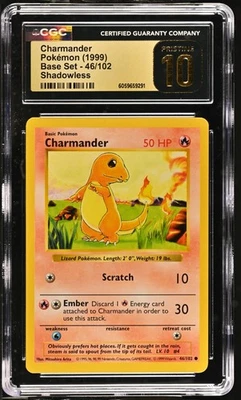 CGC PRISTINE 10 1999 Pokemon (WOTC) Game Charmander #046 (Base Set) Shadowless - Image 1 of 2