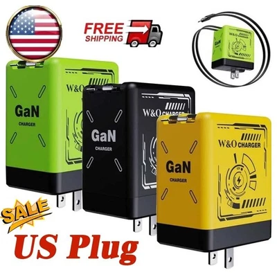 Cargador Gan 2 en 1 W&O (Tipo C/L), Compatible 20 W Rápido, Pared Retráctil - ENCHUFE EE. UU. - Imagen 1 de 4