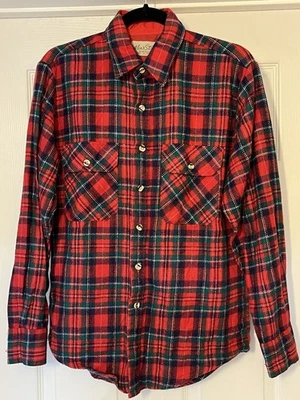 Vintage 70’s “Men’s Store” Brand Sz S L/S Red Plaid Acrylic Outdoor Shirt - Image 1 of 4