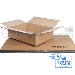 5 x 12x9x3" A4 SINGLE WALL CARDBOARD PACKAGING BOXES SMALL PARCEL PACKETS GIFTS - Picture 1 of 5