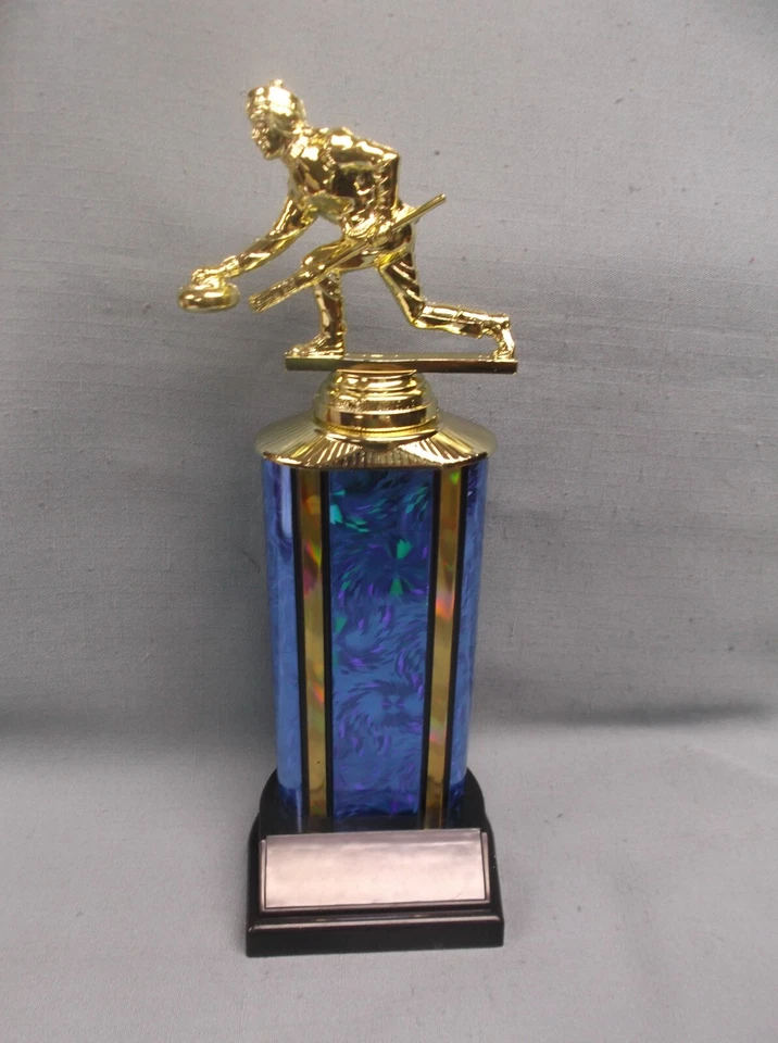 gold curling female blue column award trophy - image 1 of 1