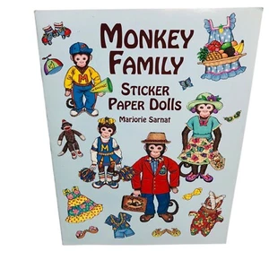 Vtg Monkey Family Sticker Paper Dolls Book by Marjorie Sarnat Homeschool - Picture 1 of 5