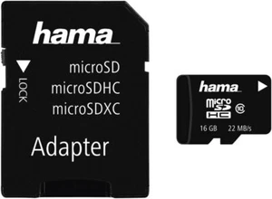 hama SanDisk microSDHC 16GB C10 + Adpater Datenspeicher Speicherkarte schwarz - Bild 1 von 1
