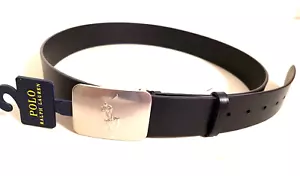 Polo Ralph Lauren Plaque Black Leather Belt Mens Size 40 NWT - Picture 1 of 6