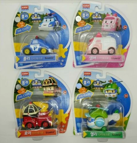 RoboCar Die-cast Poli Roy Amber Helly Heli 2.8" Diecast Figures 4pcs /US Seller Cover