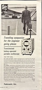 Tektronix Battery Operated Portable Oscilloscope Vintage Print Ad 1965 - Picture 1 of 6