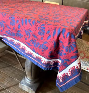 Große rechteckige Williams Sonoma rot blau Blumen 70”x108” Tischdecke - Bild 1 von 6