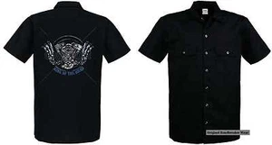 Travailleur Chemise Vintage Motard Chopper & Motif Oldschool Modèle Roi De L - Picture 1 of 2