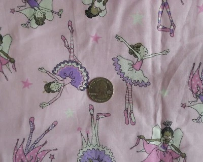 Patty Reed Cotton Glitter Fabric YOU'RE A STAR Ballerina Laurie Campbell 44"x33" - Image 1 of 4