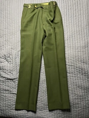 Calça Hubbard Vintage Masculina Ajustável Cintura Fivelas Verde - Imagem 1 de 4