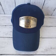 Unique Navy Cap Hat Adj w/ Brass Plated Metal Plackard & Rubberized Top Visor 