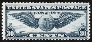 US Sc C24 Dull Blue 30¢ 1939 p.11 Light Hinge Original Gum Airmail - Picture 1 of 1