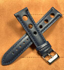 Leather Strap Vintage Large Holes Navy Blue Watch Band Fits Rolex Quick Change