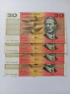 4 X JOHNSTON FRAZER $20 TWENTY DOLLAR PAPER NOTES X 4 Cir - Picture 1 of 2