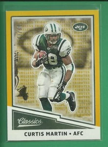 Tarjeta dorada Curtis Martin 2017 Classics Timeless Tributes #d/99 Jets Patriots Salón de la fama - Imagen 1 de 2