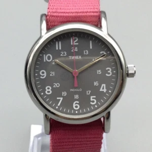 Timex Weekender Watch Women Indiglo 31mm Silver Tone Gray Dial New Battery a9 - Picture 1 of 16