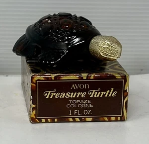 Vintage Avon Treasure Turtle Topaze Cologne 1 oz. in Original box - Picture 1 of 6