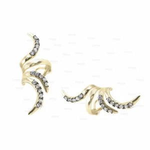 14K Gold 0,30 Karat Original Diamant Schlange nicht durchbohrt Ohrmanschette Ohrringe Schmuck - Bild 1 von 5