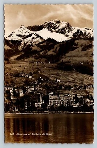 RPPC Postkarte: Montreux Schweiz Seestadt in der Nähe von Rochers De Naye Berg - Bild 1 von 3