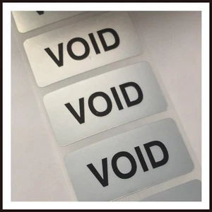 PERSONALISIERTE SILBER GARANTIE UNGÜLTIG MANIPULATIONSSICHERE SICHERHEITSETIKETTEN - 38x21mm - Bild 1 von 4