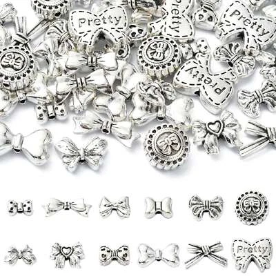 60Pcs Silver BowKont Spacer Beads Bow Tie Shape Bead for Jewelry Making Crafting - Image 1 of 4