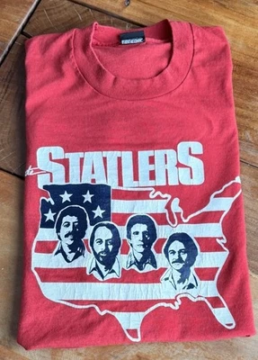 Vintage 80s STATLER BROS Screen Stars Best XL Red EUC Tee Shirt T-Shirt - Image 1 of 4