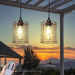 Battery Operated Hanging Outdoor Chandelier, Battery Power Pendant Light, Gazebo - Picture 1 of 12