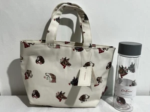 Cath Kidston borsa pranzo isolata e bottiglia acqua in vetro cane ritratti crema nuova con etichette - Foto 1 di 19