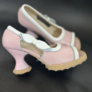 RaRe VinTagE JOHN FLUEVOG MINI: BEBE SHOES 8 8.5 w BOWS OPEN TOE HEELS PUMPS - Picture 1 of 11