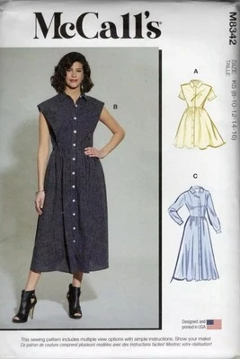 McCall’s Sewing PATTERN 8342 SHIRT DRESS SIZES 8-16 UNCUT - Image 1 of 2