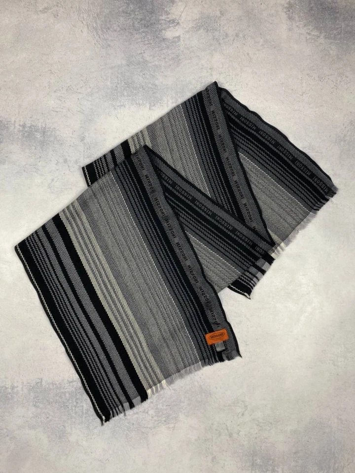 Missoni Bufanda Lana Hombre Lujo Y2K Italia Clásico Monograma Logo Foto 1 de 4