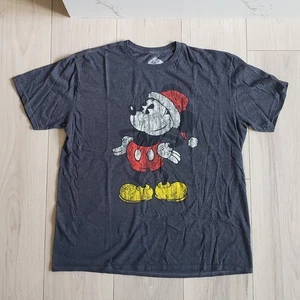 Disney Mickey Mouse Navidad Camiseta Para Hombres XL Gris Oscuro Vacaciones Gráfico Camiseta - Imagen 1 de 5
