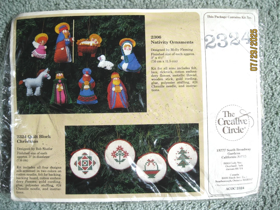 The Creative Circle 2324 Quilt Block Christmas ornaments cross stitch kit NIP - Image 1 of 1