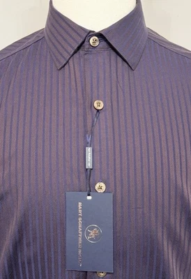 NUEVA Camisa Hart Schaffner Marx Botones Abajo Púrpura Rayas Nueva con Etiquetas Talla M Foto 1 de 2
