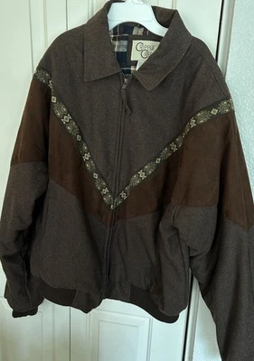 Chaqueta de bombardero vintage Cripple Creek para hombre mezcla de lana azteca marrón talla grande Foto 1 de 4