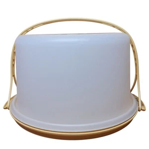 Tupperware Vintage Harvest gold 10" Cake Carrier container with handle storage - Picture 1 of 11