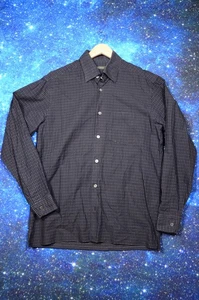 Ermenegildo Zegna Shirt Mens Large Black Gray Button Up Long Sleeve Dress Shirt - Picture 1 of 8