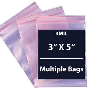 4Mil 3" X 5" | Bolsas Rosa Antiestáticas con Cremallera, Cremallera Sellable | Múltiples Bolsas - Imagen 1 de 15
