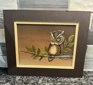 Beautiful Owl  Original 8x10 Oil Painting Wall Art Artist Signed W/ Mat 5x7 - Picture 1 of 7