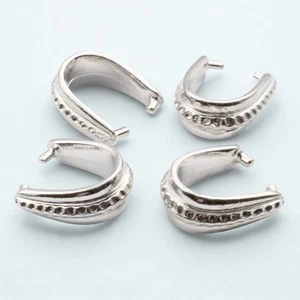 Pinch Bails Bright Silver 14mm White Bronze Tarnish Resistant Hammered 4-Pack - Picture 1 of 6