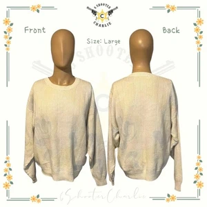 Vintage Generra Collection Mens Ivory Pullover Crewneck Grandpa Sweater Sz Large - Picture 1 of 6