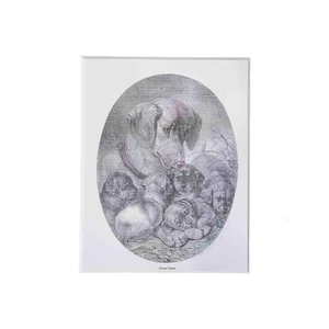 Stampa artistica cane arte bassotto dozies cuccioli colorato a mano - Foto 1 di 7