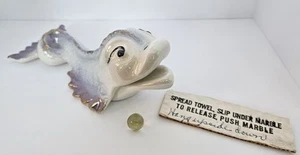 VTG Wall Fish Marble Towel Holder. Kitschy Bathroom Porcelain Decor Rare MCM '60 - Picture 1 of 16