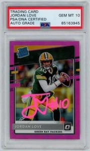 Jordan Love Signed Donruss Optic Preview-Pink Rookie Card PSA *GEM MT 10 AUTO* - Picture 1 of 2