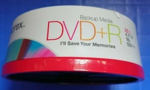 brand new DVD+R 16X 4.7GB 25 PACK SPINDLE DISC MEMOREX backup media - Afbeelding 1 van 4