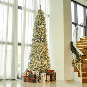 9Ft Pre-Lit Snow-Flocked Slim Douglas Fir Christmas Tree with 550 LED Lights - Picture 1 of 13