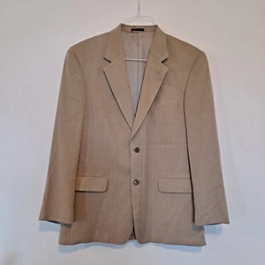 Alfani Sports Coat Men 44R Classic Tan Tencel Blazer Jacket Academia Office Corp - Picture 1 of 10