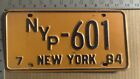 1984 New York press license plate NYP 601 stamped year 84 14786