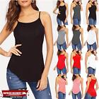 Ladies Womens Plain Sleeveless Vests Top Curved Hem Camisole  Strappy Tank Top